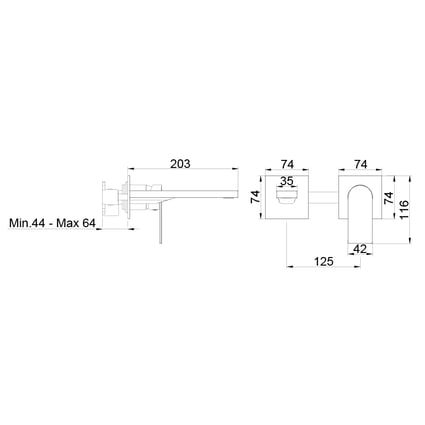Μπαταρία Νιπτήρος Εντοιχισμού Alpha Two Gun Metal